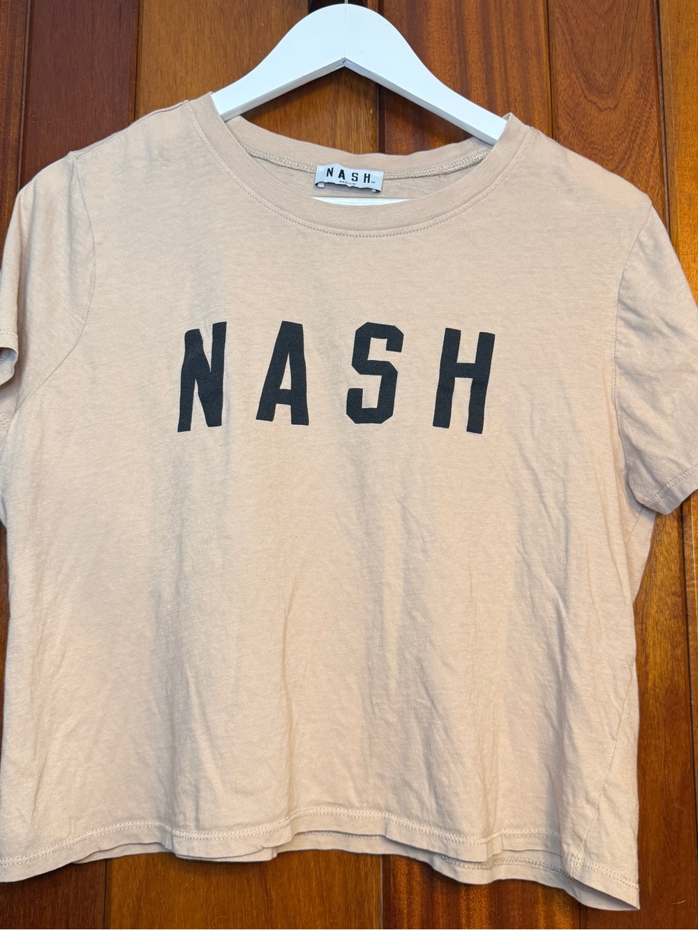 NASH Short Sleeve Crew Tee in Beige with Black Logo